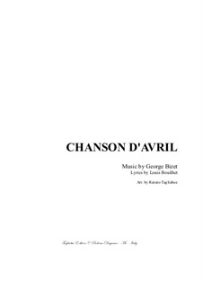 Chanson d'avril (Song of April): For alto and piano by Georges Bizet