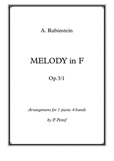 Two Melodies, Op.3: Melody No.1, for piano four hands by Anton Rubinstein