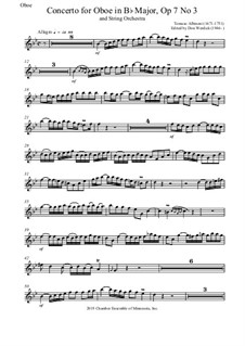 Concerto No.3 in B Flat Major: For oboe and string orchestra – solo part by Tomaso Albinoni