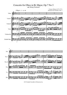 Concerto No.3 in B Flat Major: For oboe and string orchestra by Tomaso Albinoni