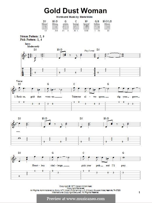 Gold Dust Woman (Fleetwood Mac): For guitar with tab by Stevie Nicks