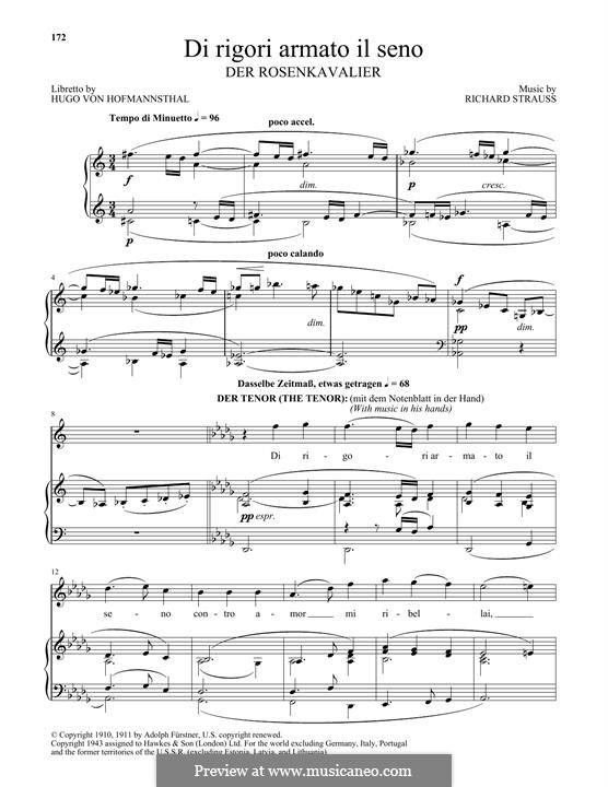 Der Rosenkavalier: Di Rigori Armato Il Sena by Richard Strauss