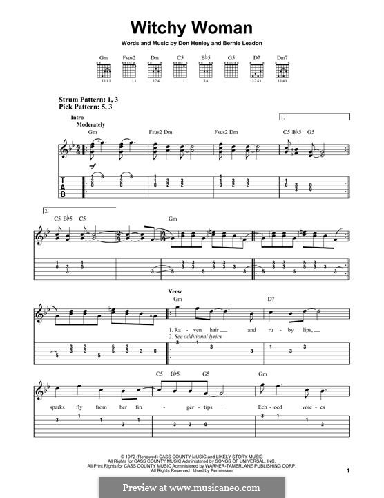 Witchy Woman (Eagles): For guitar with tab by Bernard Leadon, Don Henley