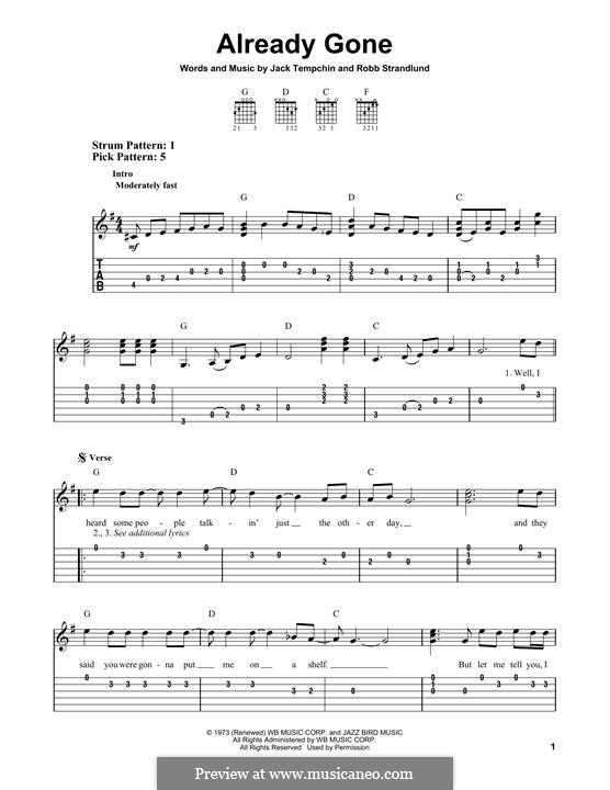 Already Gone (Eagles): For guitar with tab by Jack Tempchin, Robb Strandlund