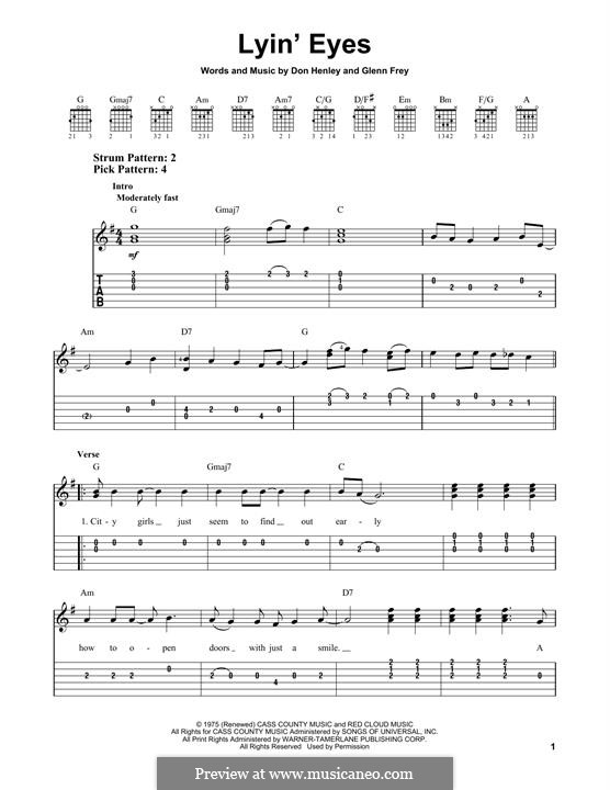 Lyin' Eyes (The Eagles): For guitar with tab by Don Henley, Glen Frey