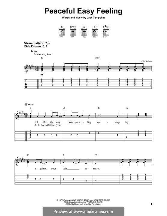 Peaceful Easy Feeling (The Eagles): For guitar with tab by Jack Tempchin