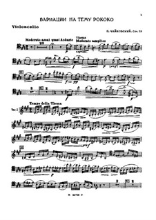 Variations on a Rococo Theme, TH 57 Op.33: Solo part by Pyotr Tchaikovsky
