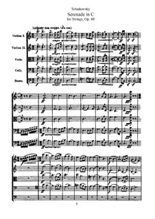 Serenade for String Orchestra, TH 48 Op.48: Full score by Pyotr Tchaikovsky