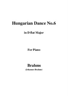 Dance No.6 in D Flat Major: For piano by Johannes Brahms