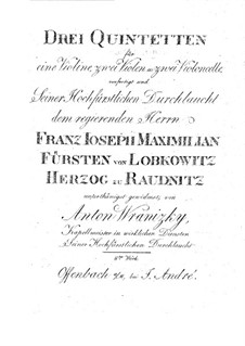 Three String Quintets, Op.8: Violas parts by Anton Wranitzky