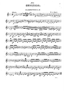 Serenade for Winds No.12 in C Minor, K.388: Clarinet II part by Wolfgang Amadeus Mozart