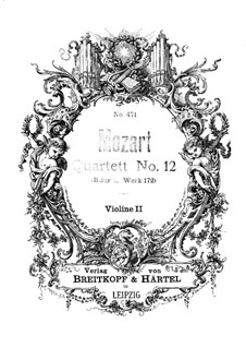 String Quartet No.12 in B Flat Major, K.172: Violin II part by Wolfgang Amadeus Mozart
