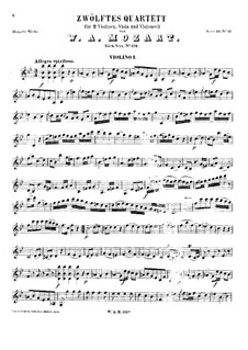 String Quartet No.12 in B Flat Major, K.172: Violin I part by Wolfgang Amadeus Mozart