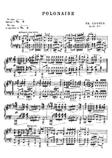 Polonaises, Op.40: No.1 for piano in A Major (with fingering) by Frédéric Chopin