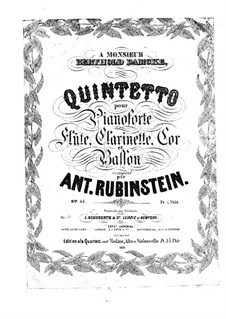 Quintet for Winds and Piano in F Major, Op.55: Full score by Anton Rubinstein