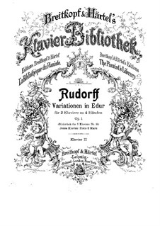 Variations in E Major for Two Pianos Four Hands, Op.1: Piano II part by Ernst Rudorff