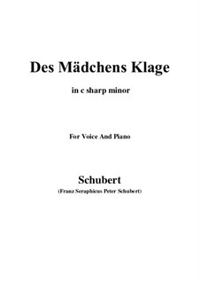 Des Mädchens Klage (The Maiden's Lament), D.191 Op.58 No.3: For voice and piano (c sharp minor) by Franz Schubert