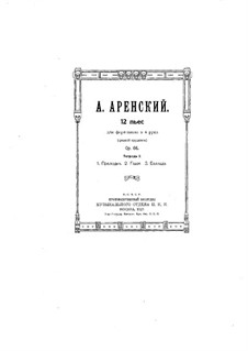 Twelve Pieces for Piano Four Hands, Op.66: Pieces No.1-3 by Anton Arensky