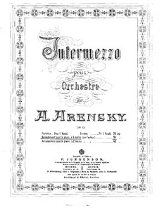 Intermezzo for Orchestra, Op.13: Version for piano four hands by Anton Arensky