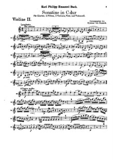 Sonatina for Two Flutes, Strings and Piano in C Major, H 460: Violin II part by Carl Philipp Emanuel Bach