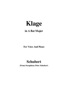 Klage (Lament), D.415: For voice and piano (f minor) by Franz Schubert