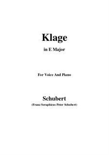 Klage (Lament), D.415: For voice and piano (c sharp minor) by Franz Schubert