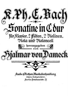 Sonatina for Two Flutes, Strings and Piano in C Major, H 460: Piano part by Carl Philipp Emanuel Bach