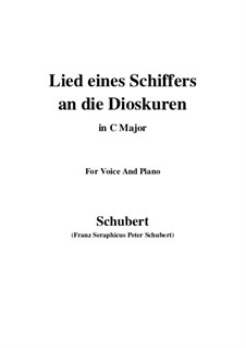 Lied eines Schiffers an die Dioskuren (Boatman's Song to the Dioscuri), D.360 Op.65 No.1: For voice and piano (C Major) by Franz Schubert