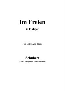 Im Freien (In the Open), D.880 Op.80 No.3: For voice and piano (F Major) by Franz Schubert