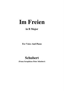 Im Freien (In the Open), D.880 Op.80 No.3: For voice and piano (B Major) by Franz Schubert