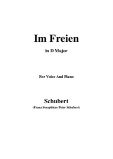 Im Freien (In the Open), D.880 Op.80 No.3: For voice and piano (D Major) by Franz Schubert