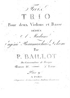 Three Trios for Two Violins and Basso Continuo, Op.4: Basso continuo part by Pierre Baillot