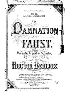 The Damnation of Faust, H.111 Op.24: Piano-vocal score by Hector Berlioz