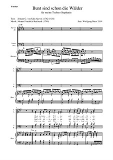 Bunt sind schon die Wälder (Woods in autumn colours): For choir by Johann Friedrich Reichardt