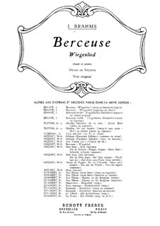 No.4 Cradle Song: For mezzo-soprano (or baritone) and piano by Johannes Brahms