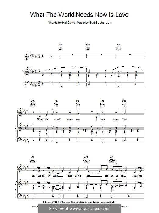 What The World Needs Now Is Love By B Bacharach Sheet Music On Musicaneo What The World Needs Now Is Love By B Bacharach Sheet Music On Musicaneo