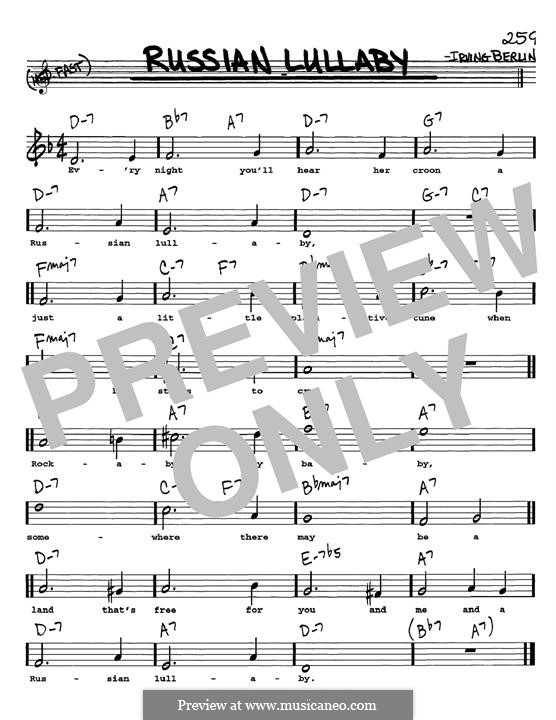 Russian Lullaby: Melody line by Irving Berlin