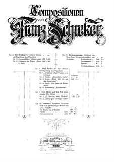 Zwei Lieder auf den Tod eines Kindes, Op.5: Zwei Lieder auf den Tod eines Kindes by Franz Schreker