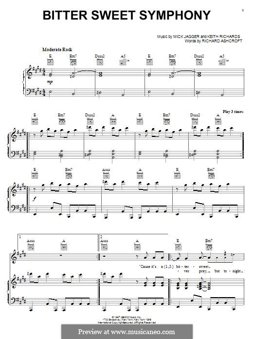 Bitter Sweet Symphony (The Verve) by K. Richards, M. Jagger on MusicaNeo