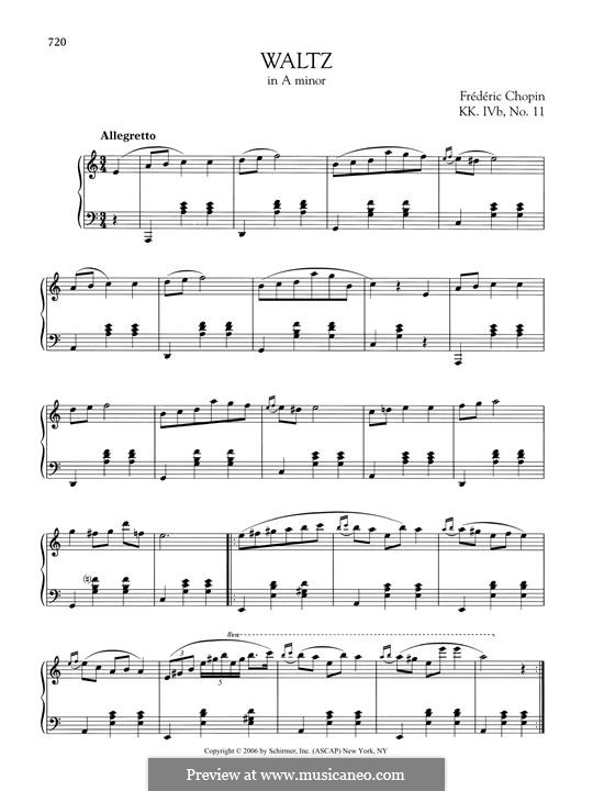 Waltz in A Minor, B.150 KK IVb/11: For piano by Frédéric Chopin