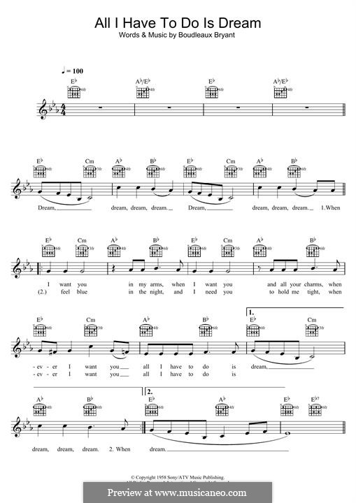 All I Have To Do Is Dream (The Everly Brothers): Melody line by Boudleaux Bryant