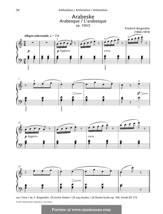 No.2 Arabesque: For piano by Johann Friedrich Burgmüller