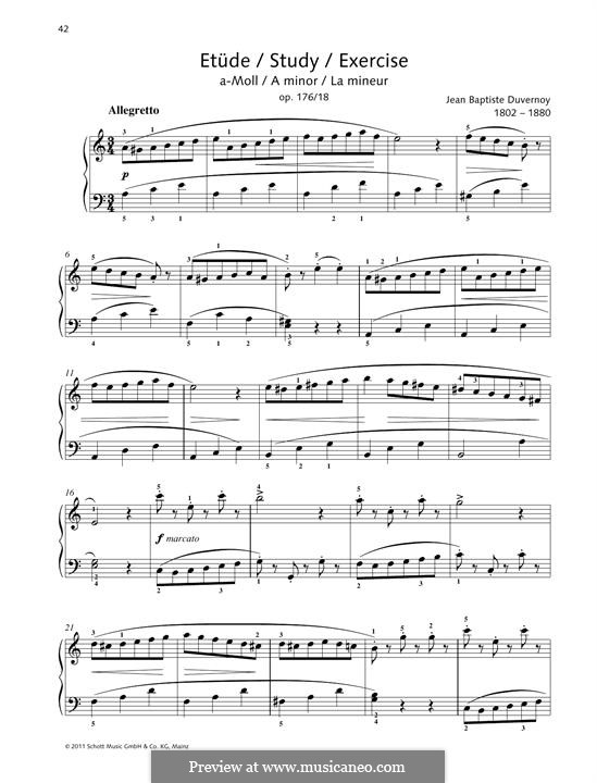 Elementary Studies. Ecole Primaire, Op.176: No.18 Study A minor by Jean-Baptiste Duvernoy