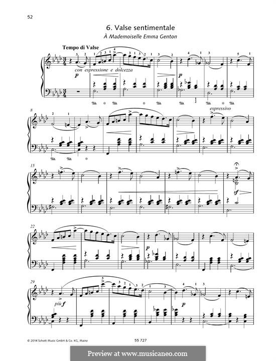 Six Pieces for Piano, TH 143 Op.51: No.6 Sentimental Waltz by Pyotr Tchaikovsky