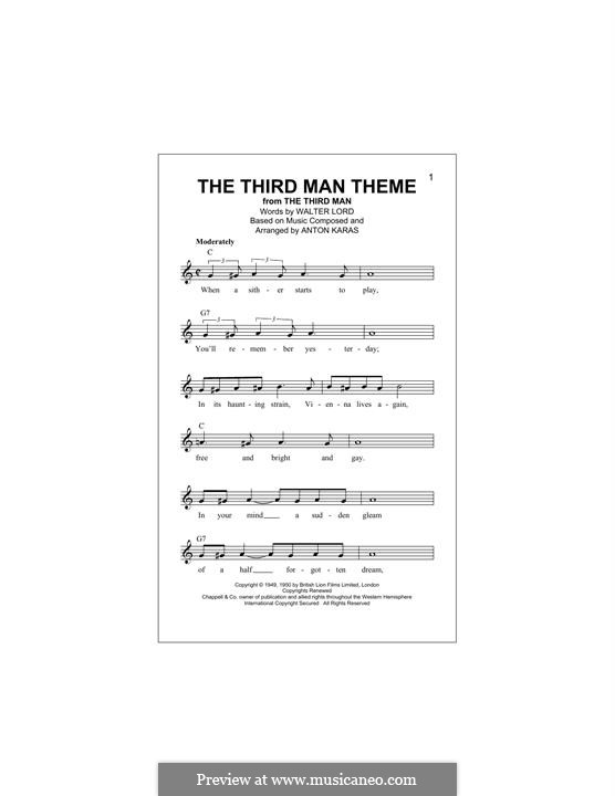 The Third Man (The Harry Lime Theme): Melody line by Anton Karas