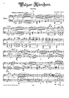 Walzermärchen für Violine, Cello und Klavier, Op.54: For piano four hands – parts by Eduard Schütt