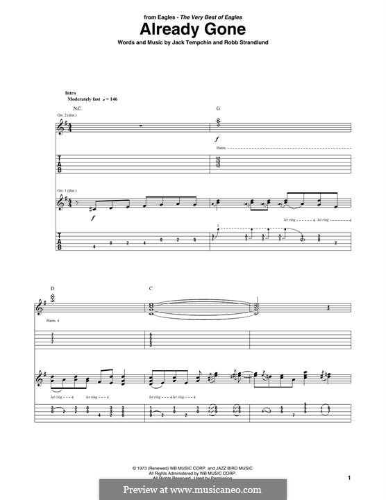 Already Gone (Eagles): For guitar with tab by Jack Tempchin, Robb Strandlund