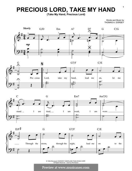 Precious Lord Take My Hand Take My Hand Precious Lord By T A Dorsey On Musicaneo