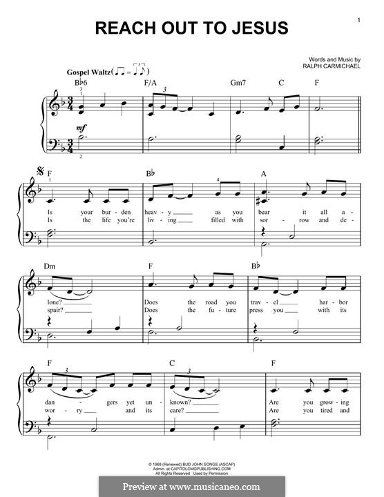 Reach Out To Jesus (Elvis Presley): For piano by Ralph Carmichael