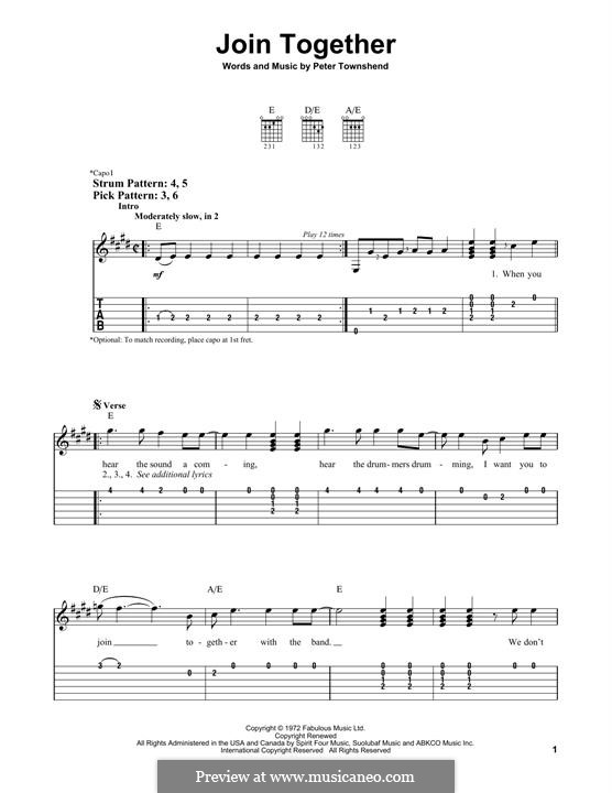 Join Together (The Who): For guitar with tab by Peter Townshend